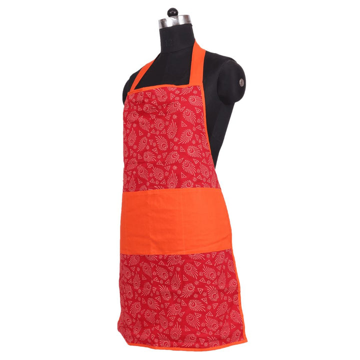 Cotton Hand Block Printed Red Colour Apron
