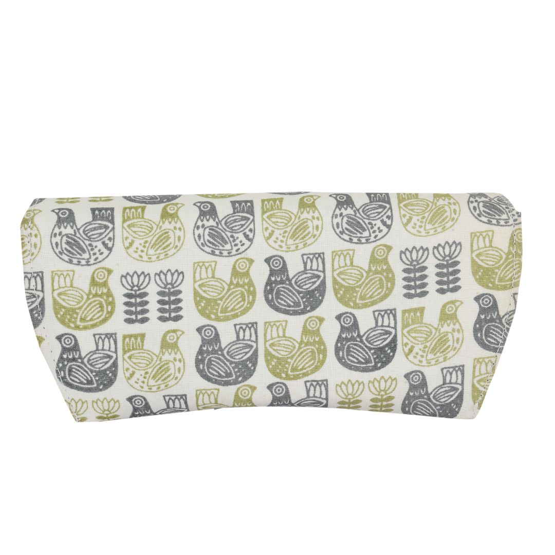 INDHA Eyewear Case | Off-White Cotton Eyewear Case | Hand Block Printed Bird and Flower Design Motif | Handmade Eyewear Case | Hand Block Printed Eyewear Case | Gifting | Travel Utility | Travel Accessory |