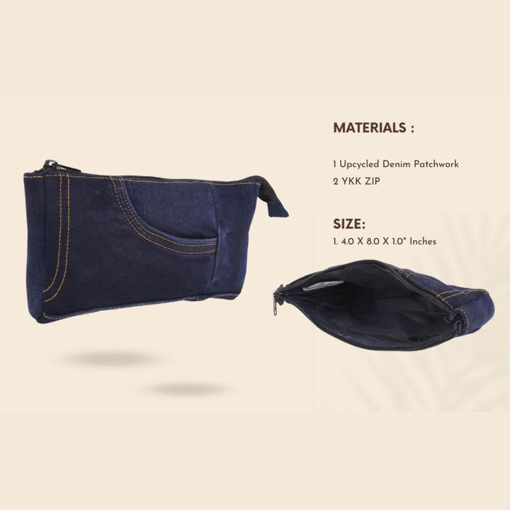 Indha Denim Patchwork Utility Pouch | Handmade Sustainable Organizer | Durable Everyday Carry Pouch High on Utility