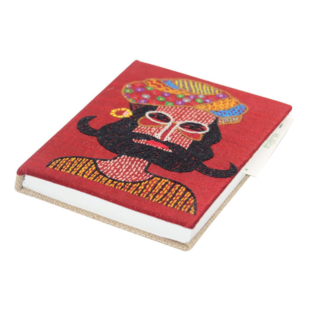 INDHA Maroon Colour Hand-Embroidered Recycled Paper Diary