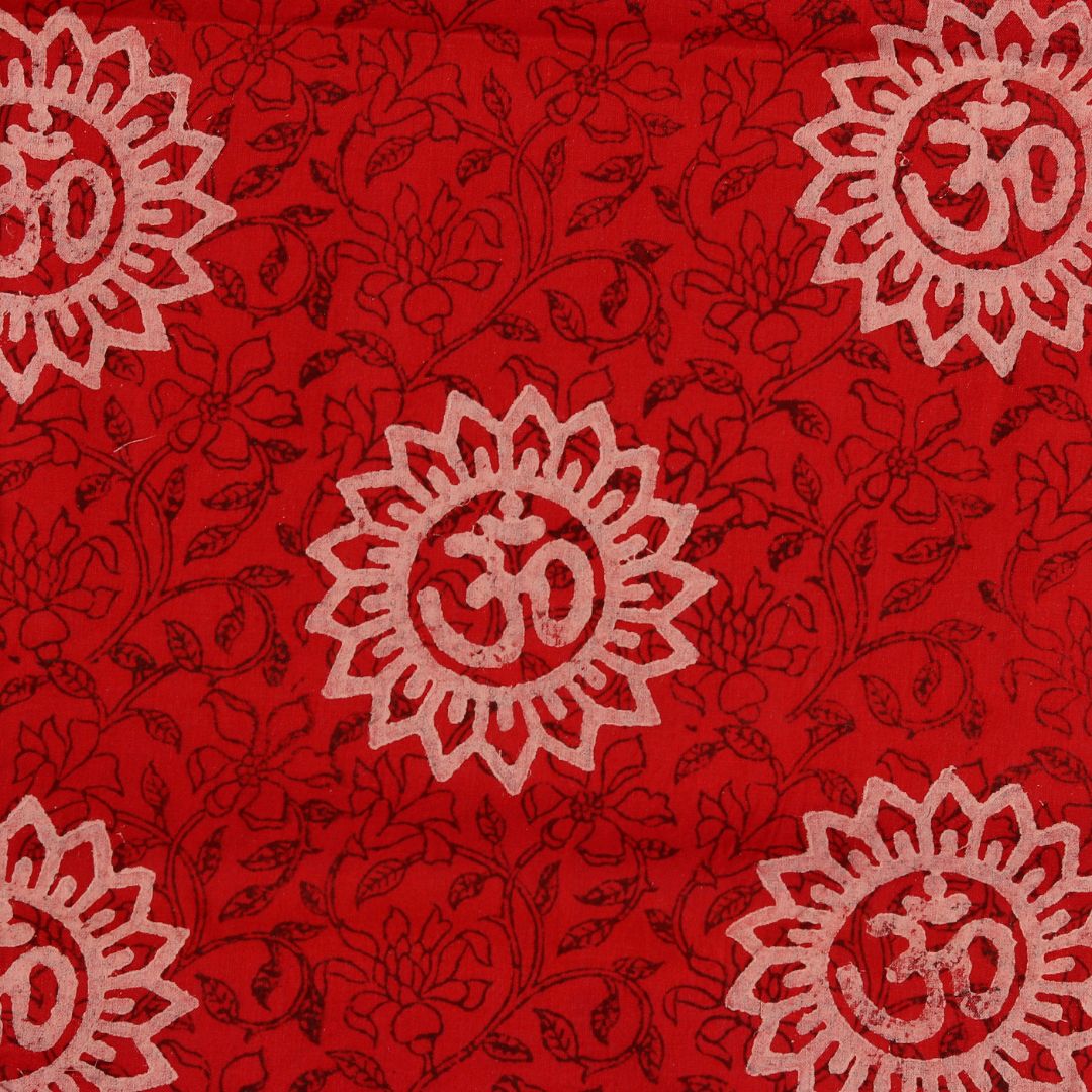 INDHA Om Block Printed Cotton Fabric