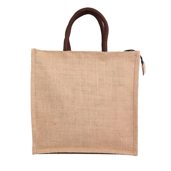 INDHA Hand Embroidered Auto Rickshaw Embroidery Jute Lunch Bag/ Gift Bag for Men/Women