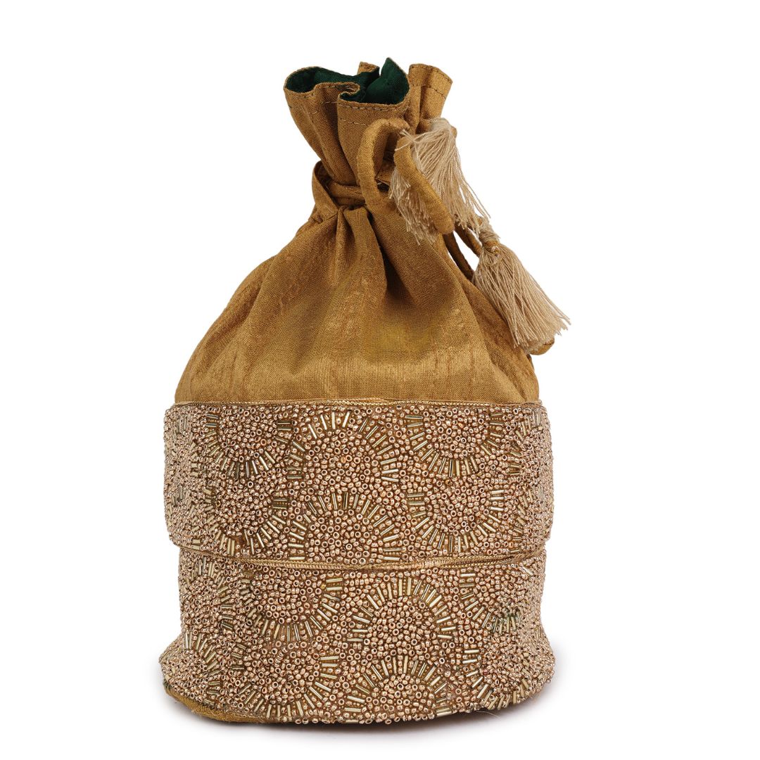 INDHA Beautiful Sequined hand Crafted Potli |Wedding Accessory|Gift for any Occassion