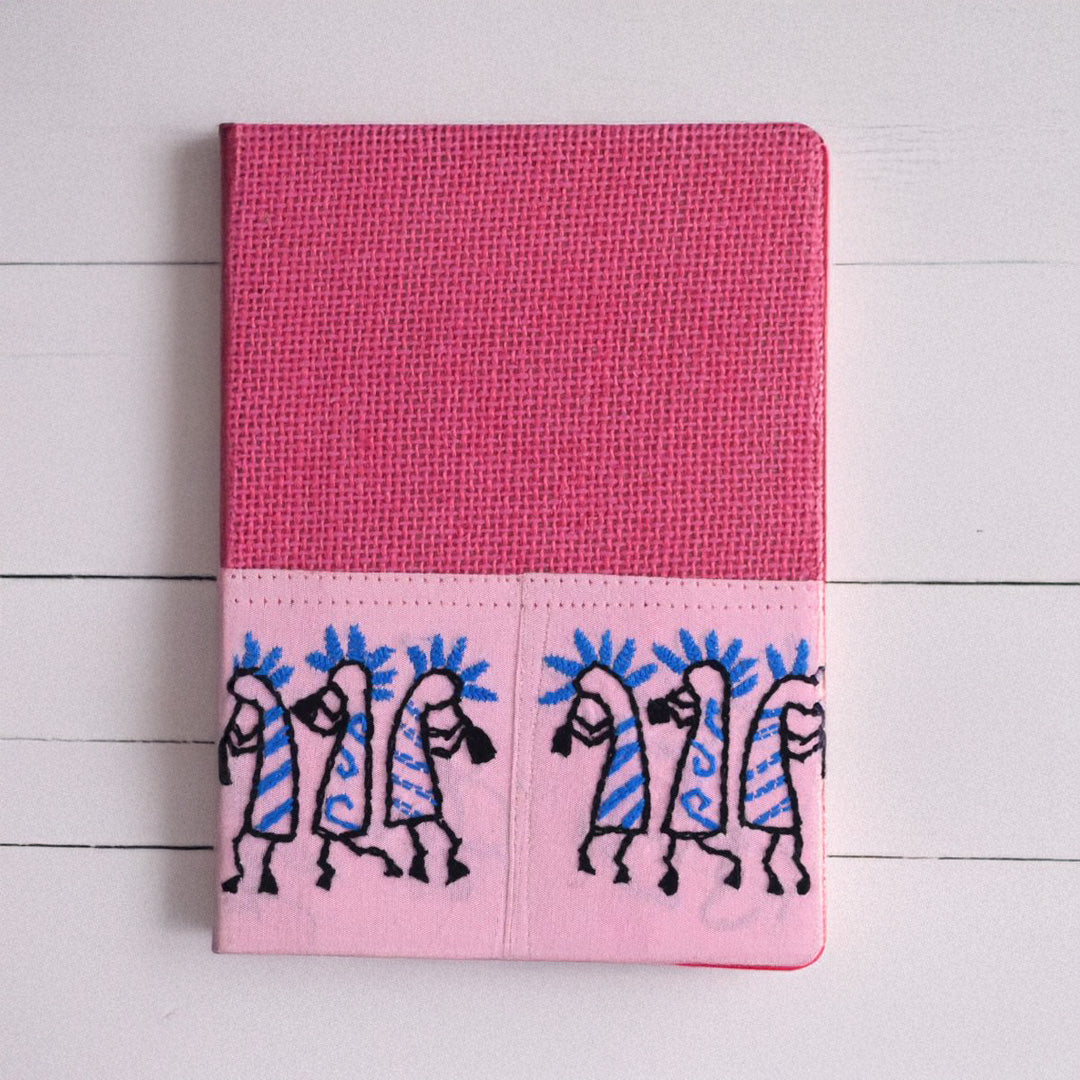 Indha Handcrafted Diary – Recycled Paper with Jute Cover &amp; Musical Instruments Appliqué | Eco-Friendly Gift