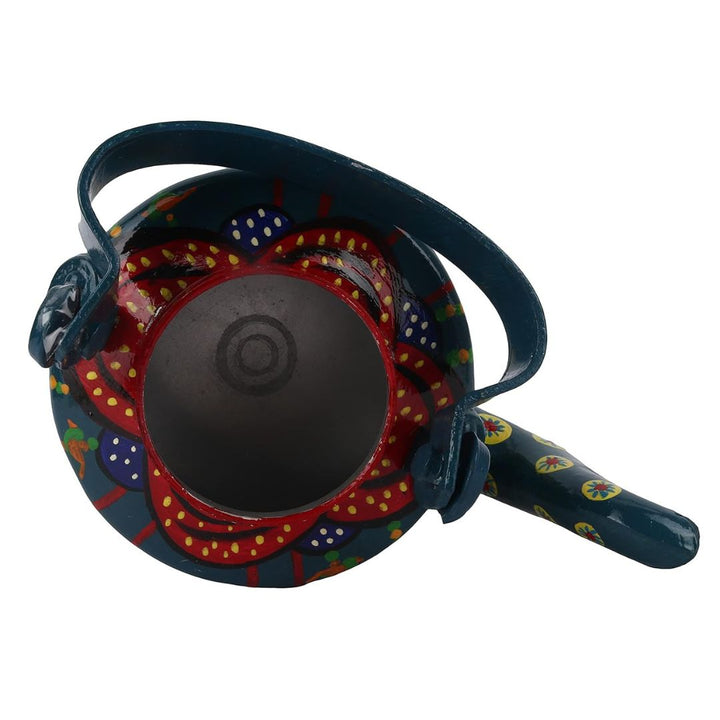 INDHA Handcrafted Rajasthani Puppet Kettle | Teal Green Decorative Aluminum Kettle 1L | Hand-Painted Art for Home, Café, Table Décor | Eco-Friendly Gift Made in India