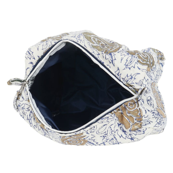 Hand Block Printed Flower Design Small Travel Kit Cotton Pouch | Travel Kit | Small Pouch | Travel Utility | Accessory