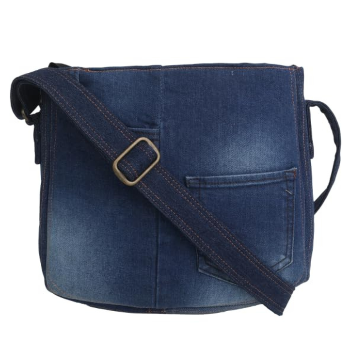 Indha Denim Tote Bag | Blue Denim Patchwork Tote Bag | Recycled Denim Tote Bag | Crossbody Bag | Handcrafted Bags  | Blue Jean Denim Bag
