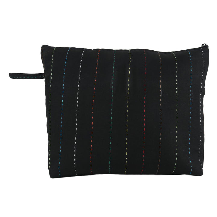 Auto Rickshaw Hand Embroidered Kantha Work Black Utility Pouch | Accessory | Travel Utility | Travel Pouch