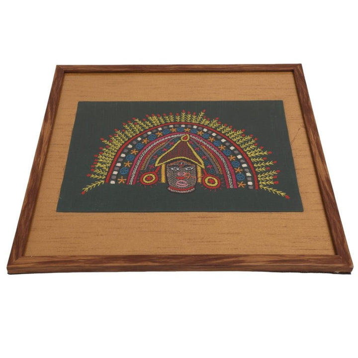 Indha Hand-Embroidered Chhau Wall Art Decor | Handmade Wood Gift