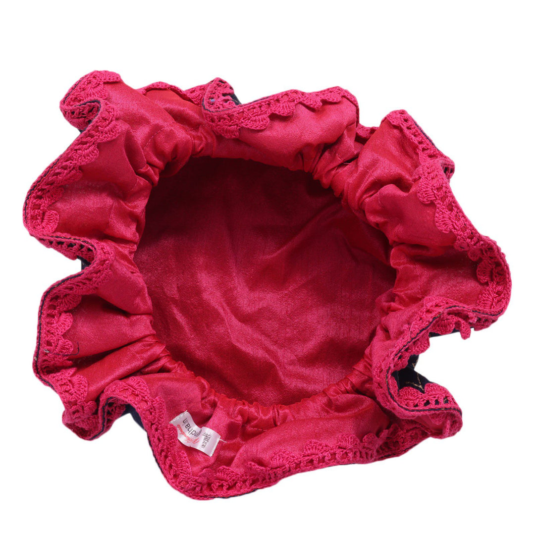 Party Wear Camel Print Navy Blue Colour Drawstring Gift Potli  (Blue)