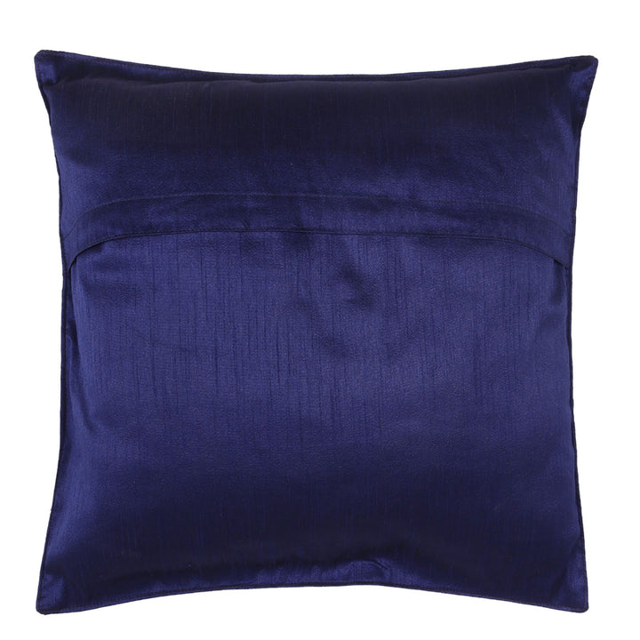 Indha Hand Embroidered Cushion Covers Rajasthani Lady Face Embroidery | 16X16 Cushion Covers Set of 2 | Blue Dupion Silk Cushion Covers | Home Furnishings| Home Decor | Corporate Gifting