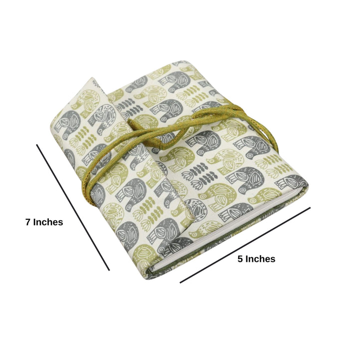 INDHA Handcrafted Recycled Paper Diary Hand Block Printed Bird And Flower Design Motif Off-White Cotton Handcrafted Recycled Paper Diary |