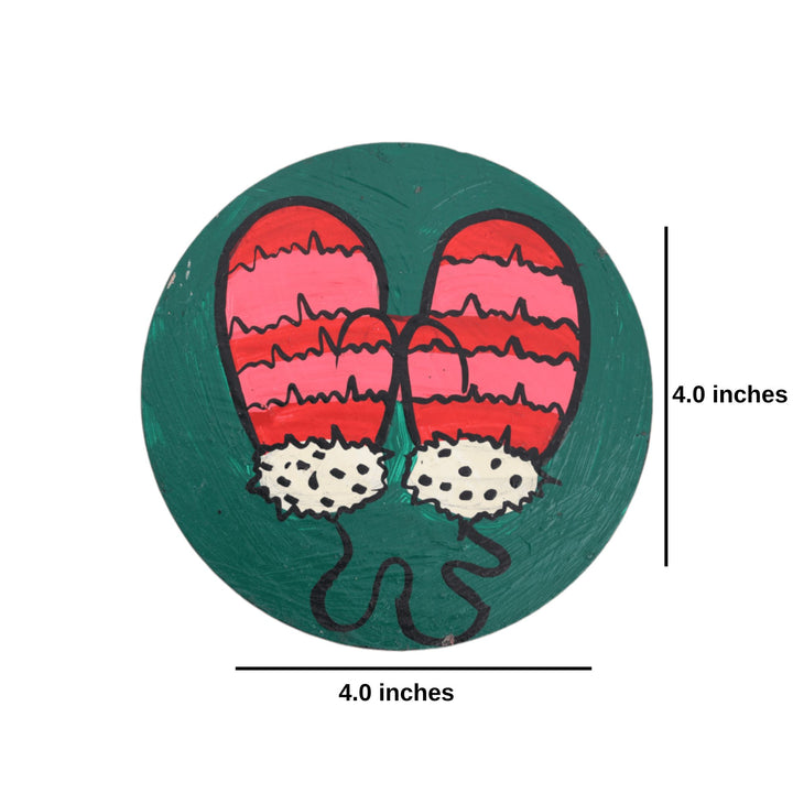 Indha Hand Painted Multicolor Wooden Coasters | Pack of 6 |Living Room Decor | Christmas Gifts | Mitten Doodle Art | Gifts | Company Gifting