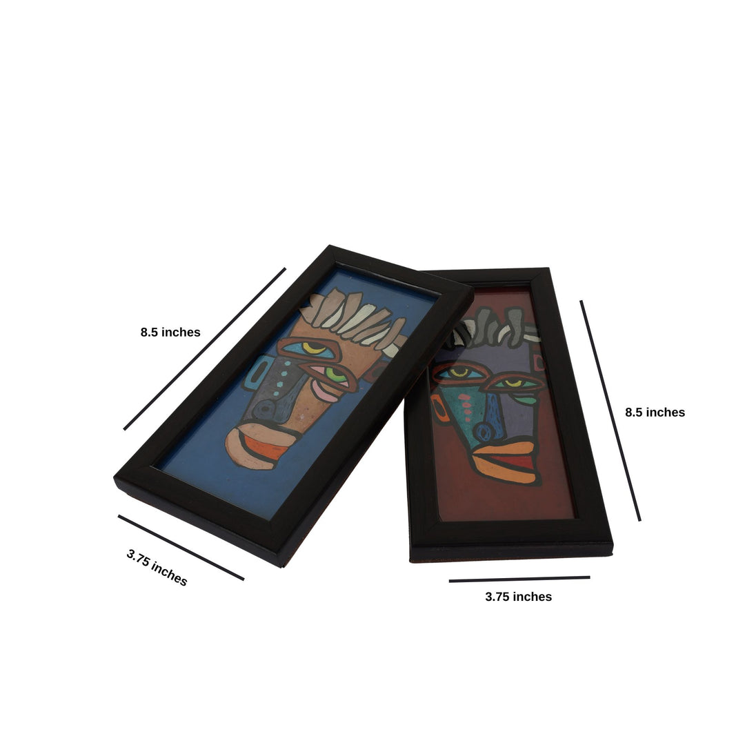 INDHA Unique Handpainted Wall Decor Boho Art |Set of 2 Wooden Frame |Home Décor |Wall Décor |Gift for Any Occasion