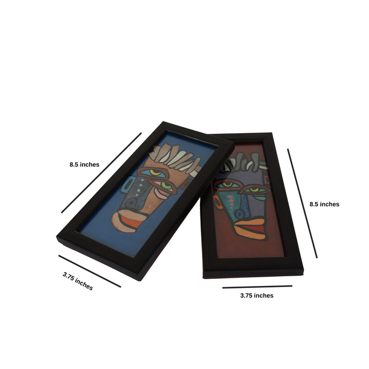 INDHA Unique Handpainted Wall Decor Boho Art |Set of 2 Wooden Frame |Home Décor |Wall Décor |Gift for Any Occasion