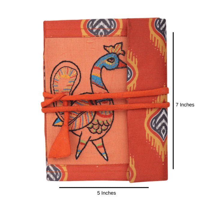 INDHA Handcrafted Recycle Paper diary | Eco Friendly Diary | Gifting | Corporate Gifting| Handmade Diary | Peacock Embroidery Diary |Ethnic Motif Print | Silk Fabric| Handmade Bahi