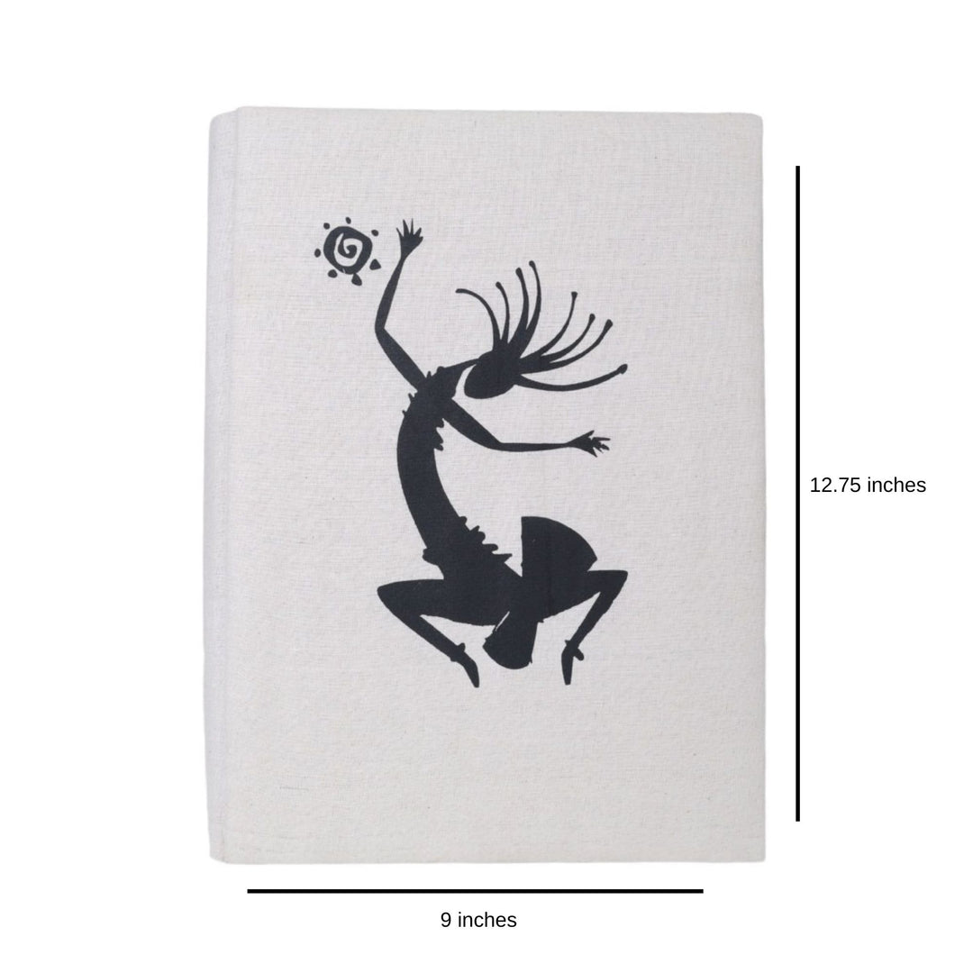 Indha Kokopelli Art Cotton File Folder with Native Indian Drummer Print | Eco-Friendly Office Accessory| Handmade Cotton File Folder | Tribal Drummer Design