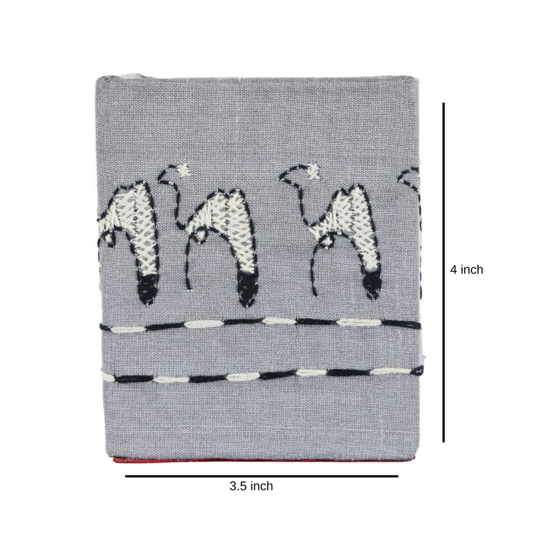 INDHA Camel Design Motif Hand Embroidered Kantha Work Grey Pen Stand | Dupion Silk Pen Stand | Desk Organizer | Desk Utility | Corporate Gifting | Pen Holder | Handcrafted Pen Stand