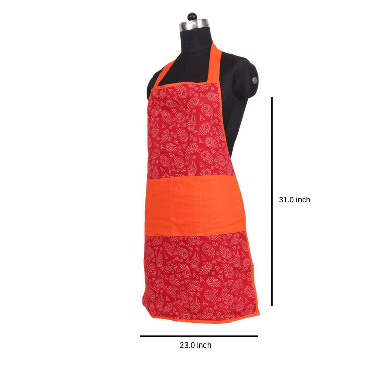 Cotton Hand Block Printed Red Colour Apron