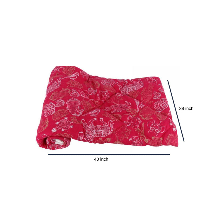 INDHA Pink Colour Animal Hand Block Printed Cotton Comforter for Kids/Baby Comforter