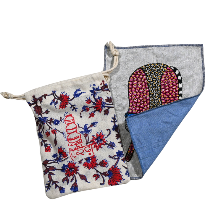 Gond Art Inspired Animal|Leopard Embroidery Panel – Tribal Folk Motif on Dupion Silk | Nature-Inspired Decor | DIY Art