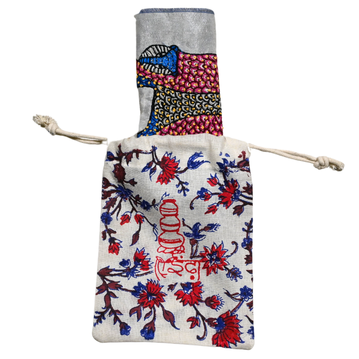 Gond Art Inspired Animal|Leopard Embroidery Panel – Tribal Folk Motif on Dupion Silk | Nature-Inspired Decor | DIY Art