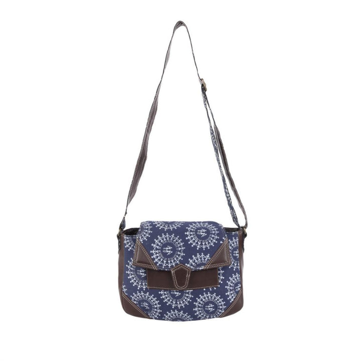 INDHA Cotton Hand Block-Printed Blue Colour Cross Body Sling Bag for Girls/Women