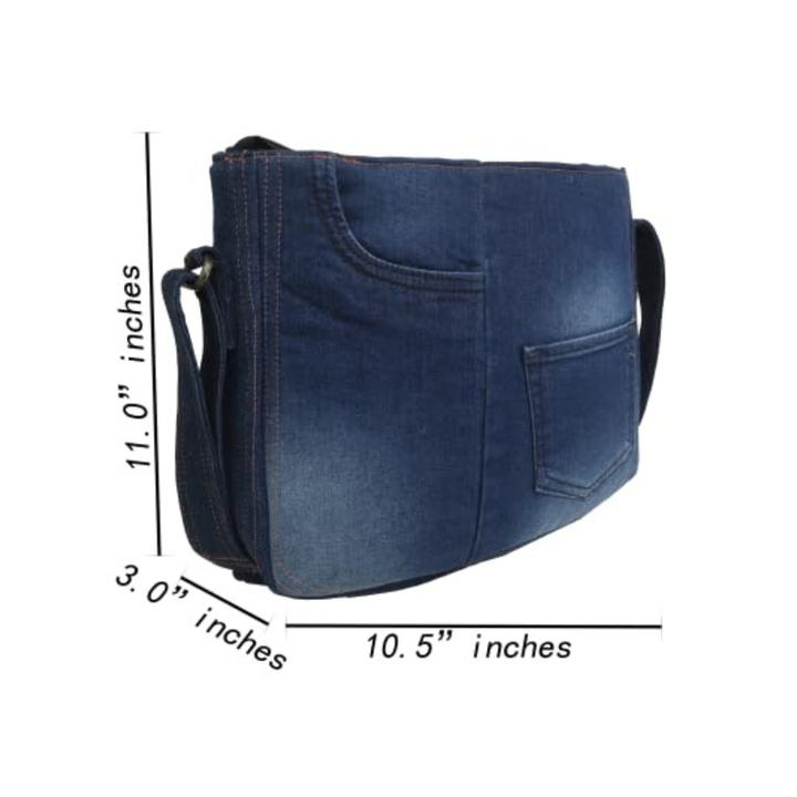 Indha Denim Tote Bag | Blue Denim Patchwork Tote Bag | Recycled Denim Tote Bag | Crossbody Bag | Handcrafted Bags  | Blue Jean Denim Bag