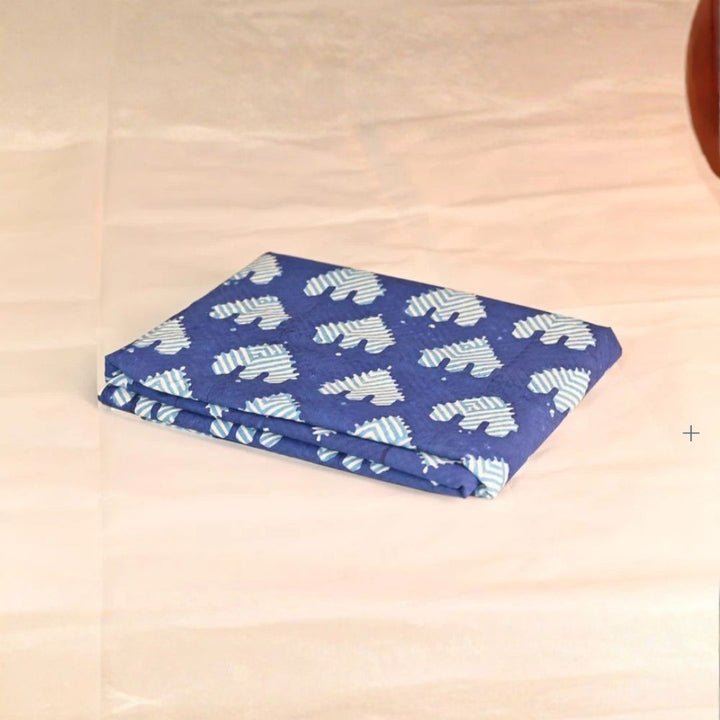 INDHA Hand Block-Printed Cotton Fabric | Blue And White Temple Design Motif Navy Blue Cotton Fabric | Hand Block Printed Fabric | Home Utility | Fashion Utility | Gifting | Gifts For Him | Gifts For Her | Home Furnishing | Jaipuri Block Print Fabric