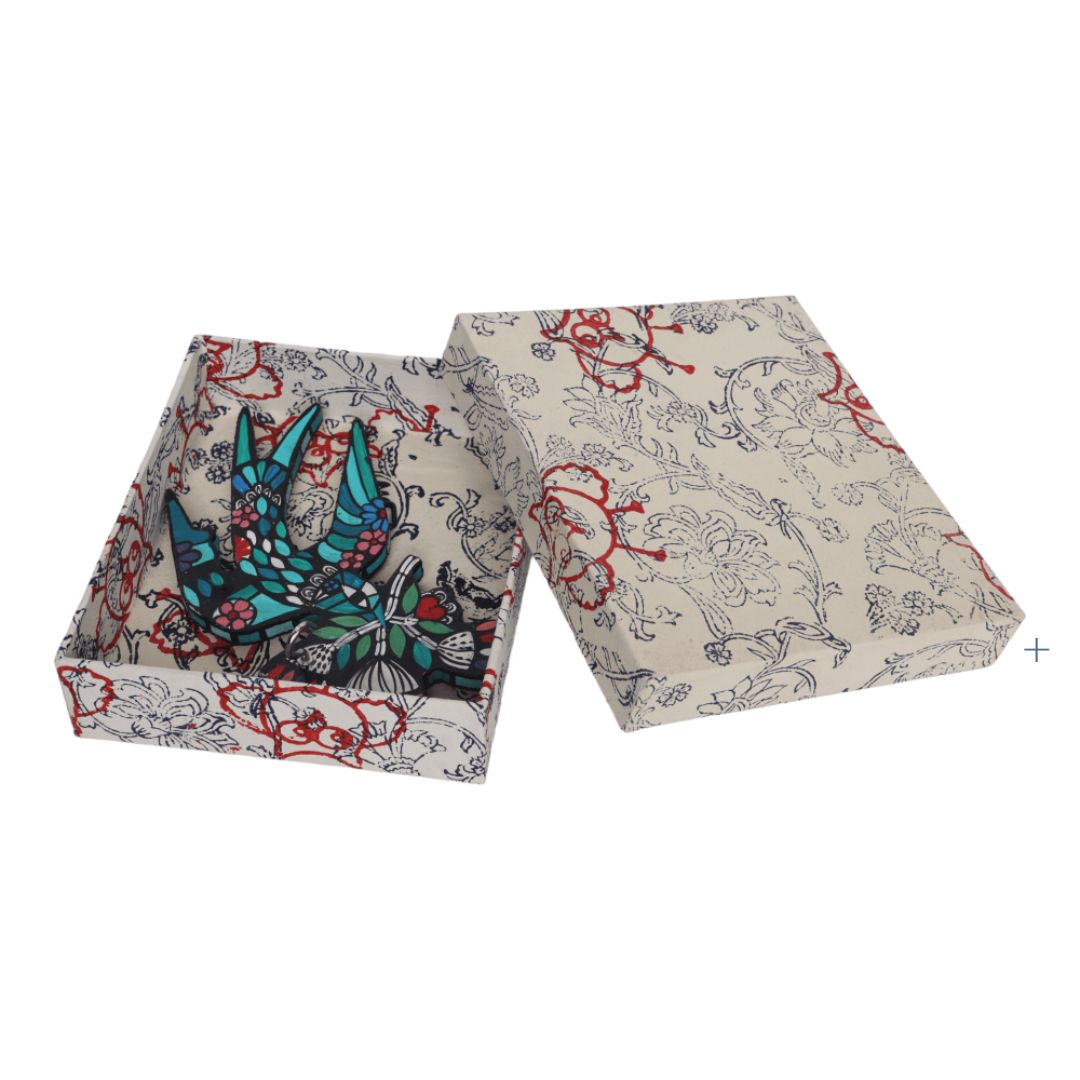 Indha Hand-Painted Flying Bird Design Key Holder - Perfect for an Organized Home | Hand-Painted Wall Key Holder | Hand-Painted Flying Bird Key Holder - Eco-Friendly Décor |