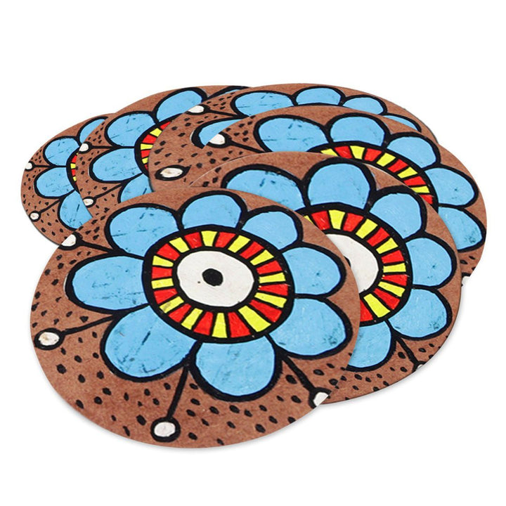 Hand-painted Wooden Tea/Coffee Coaster Set - (Pack of 6)