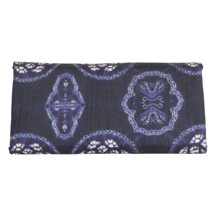 INDHA Eyewear Case | Handcrafted Eyewear Case | Navy Blue Dupion Silk Eyewear Case | White Floral Mandala Design Motif Digitally Printed | Handmade Eyewear Case | Gifting | Travel Utility | Travel Accessory | Sunglasses Case