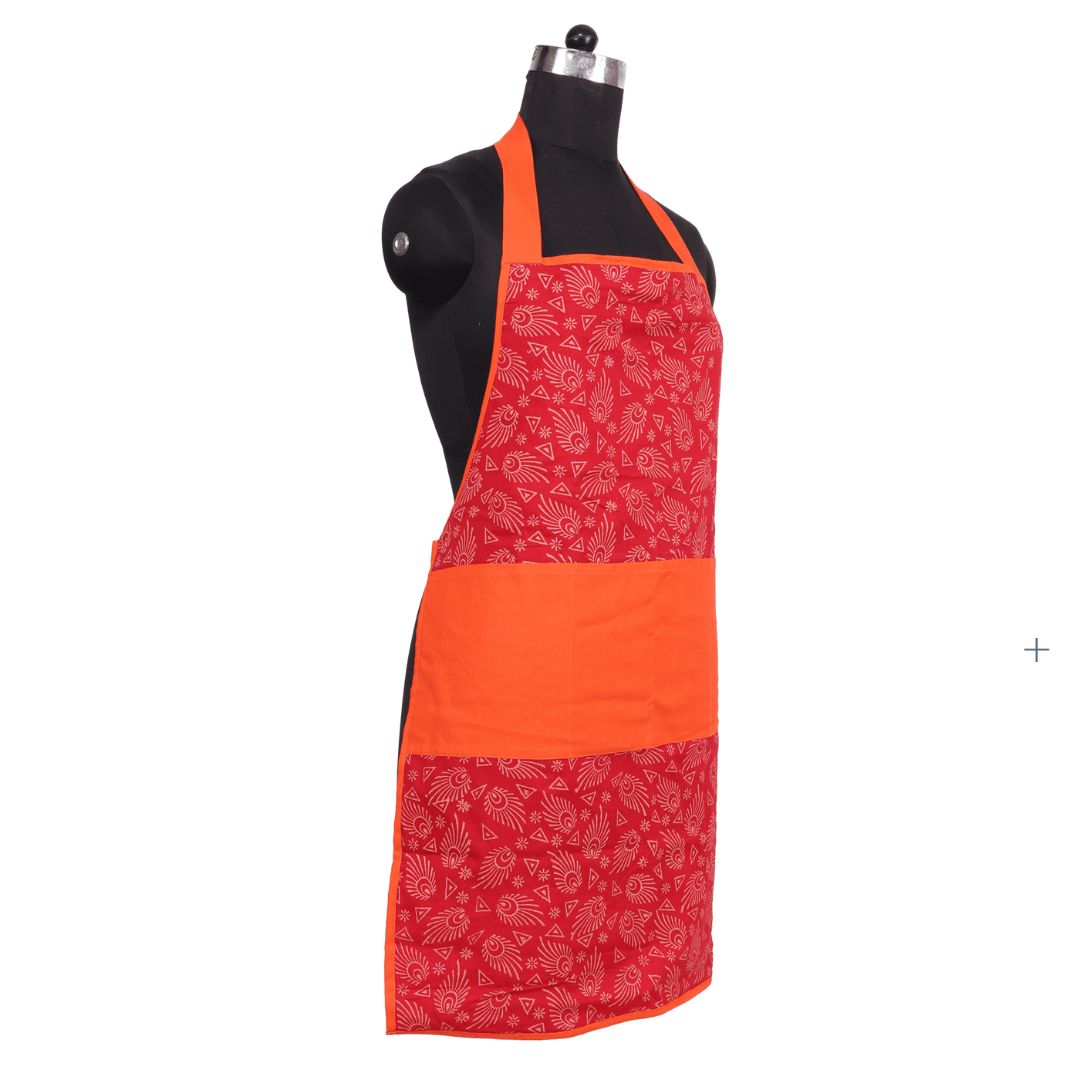 Cotton Hand Block Printed Red Colour Apron