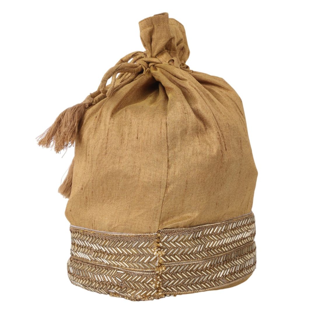 Indha Zardozi Work Gift Potli | Luxurious Elegance for Special Occasions | Potli Bag | Handcrafted Glamour for Festive Celebrations | Silk Potli | Timeless Sophistication in Every Stitch