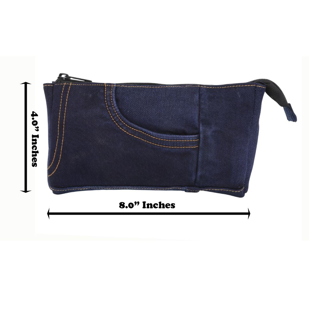 Indha Denim Patchwork Utility Pouch | Handmade Sustainable Organizer | Durable Everyday Carry Pouch High on Utility