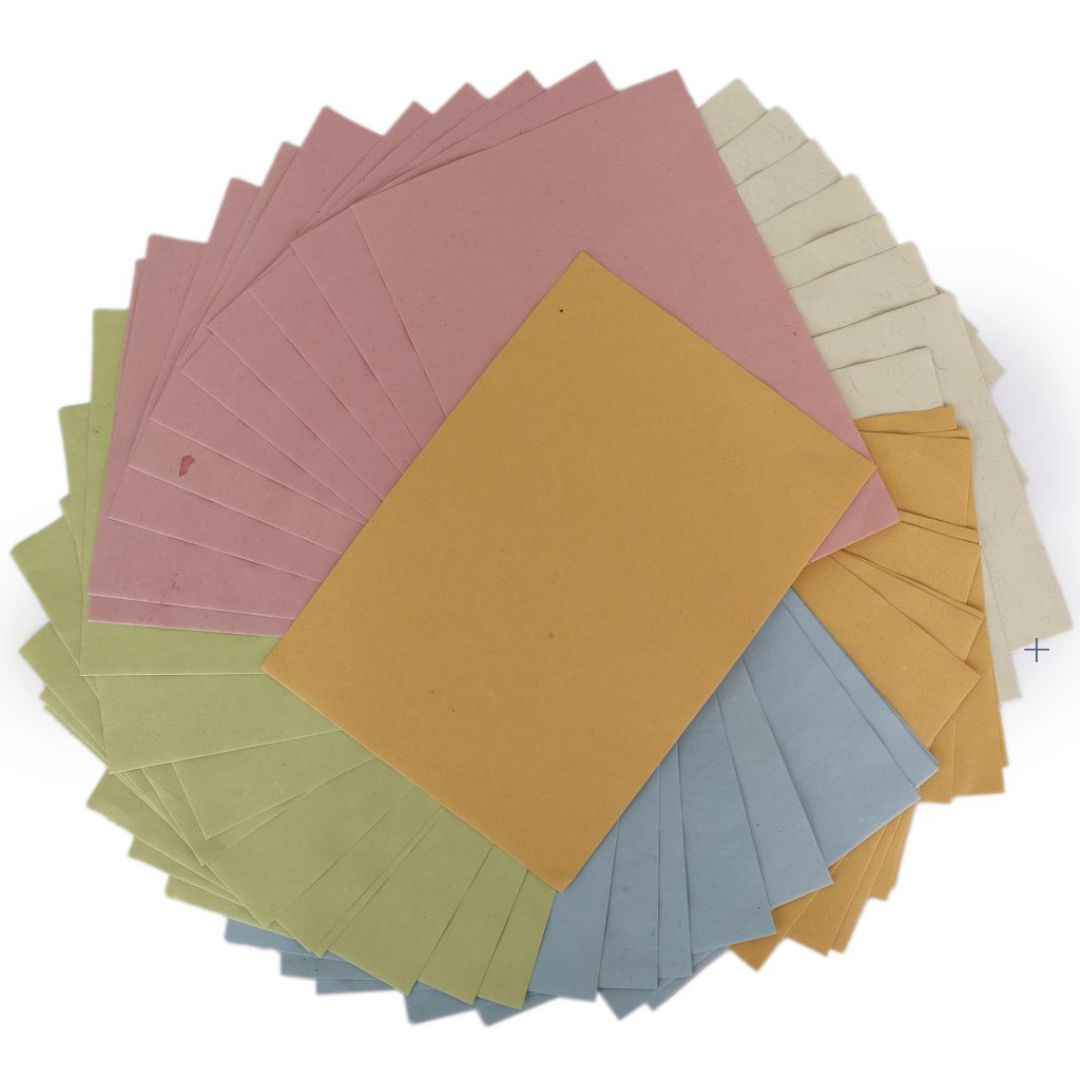 Indha Handmade Recycled Paper A4 Color Paper Sheet|Recycled Craft|Sketch Paper|Water Color |Charcoal Drawing Paper|Paper Utility |