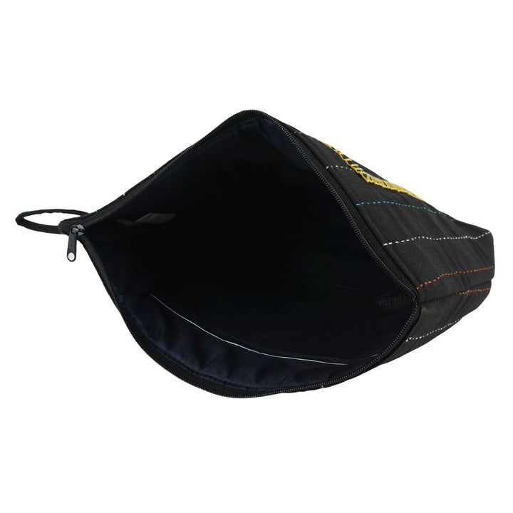 Auto Rickshaw Hand Embroidered Kantha Work Black Utility Pouch | Accessory | Travel Utility | Travel Pouch