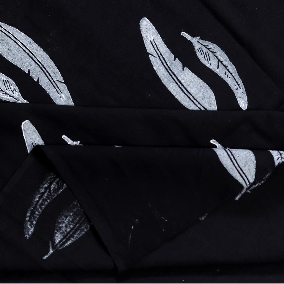 Indha Hand Block Printed Cotton Fabric 3 Mtr (Black)
