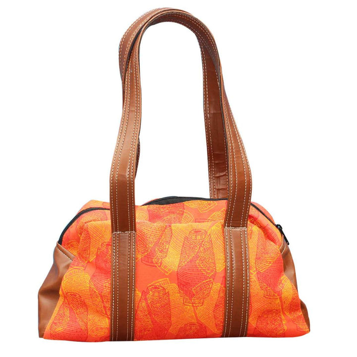 Cotton Hand Block Printed Ethnic Party Wear Bag for Girls/Women (Orange)