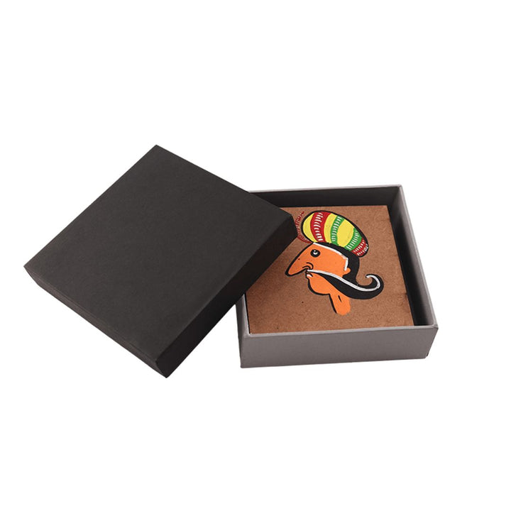 Brown Colour Wooden Hand-painted (Royal Personage) Coaster Set (Pack of 6)