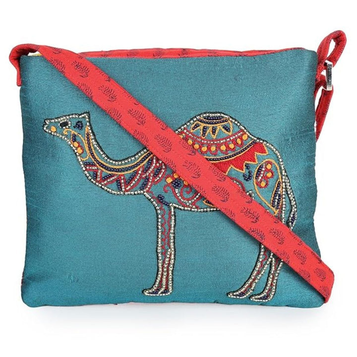 Indha Handmade Cotton Sling Bag for & Women – Hand Block Printed & Hand Embroidered Crossbody Bag | Ethnic, Eco-Friendly, Stylish & Spacious – Casual Everyday Use