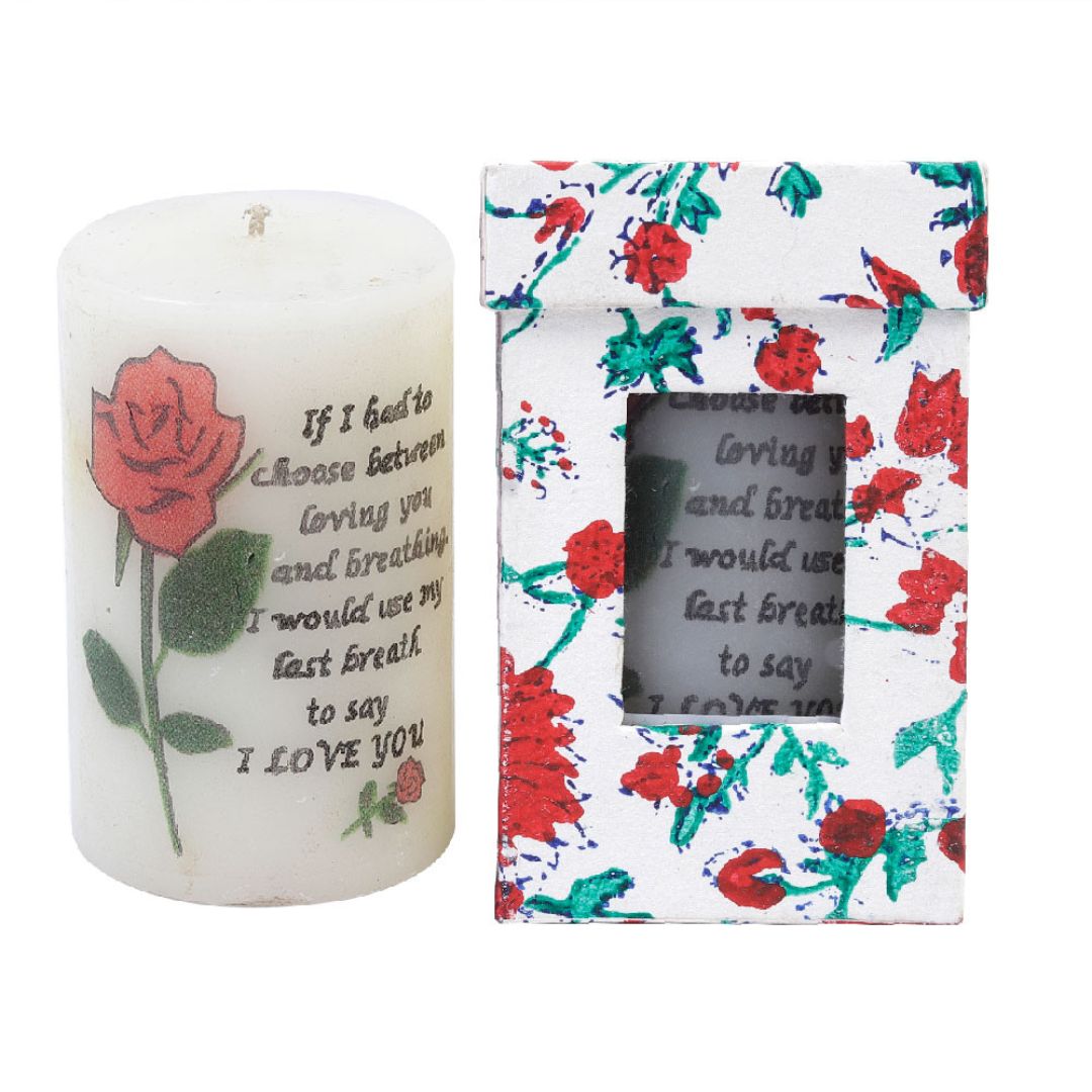 Indha Rose Print Fragrance Candle | Highly Scented Candles | Candles for Home, Office , Living Room | Decorative Candle (Pack of 1 Rose Print Candle