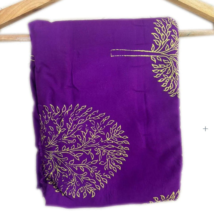 INDHA Hand Block-Printed Jaipuri Cotton Fabric Purple Tree Design Motif | Hand Block Printed Fabric | Home Utility | Fashion Utility | Gifting | Gifts For Him | Gifts For Her | Home Furnishing | 3 Meter X 42-44 Wide