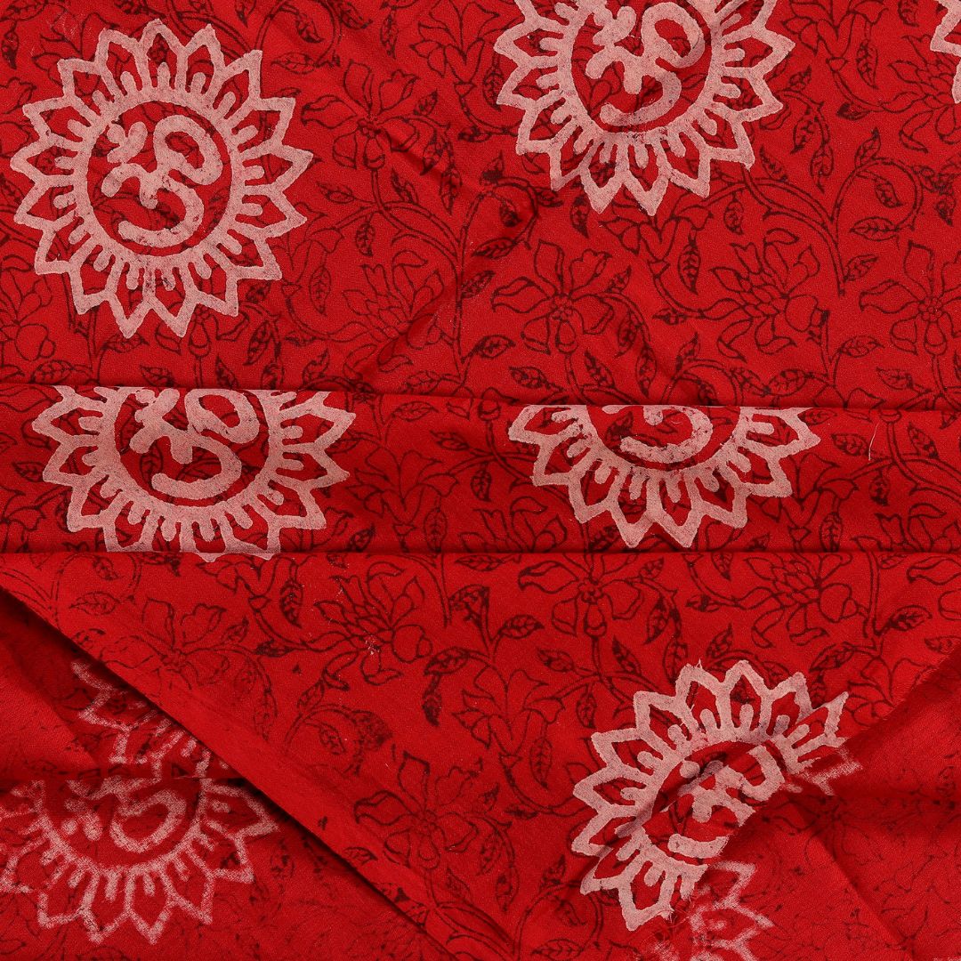 INDHA Om Block Printed Cotton Fabric
