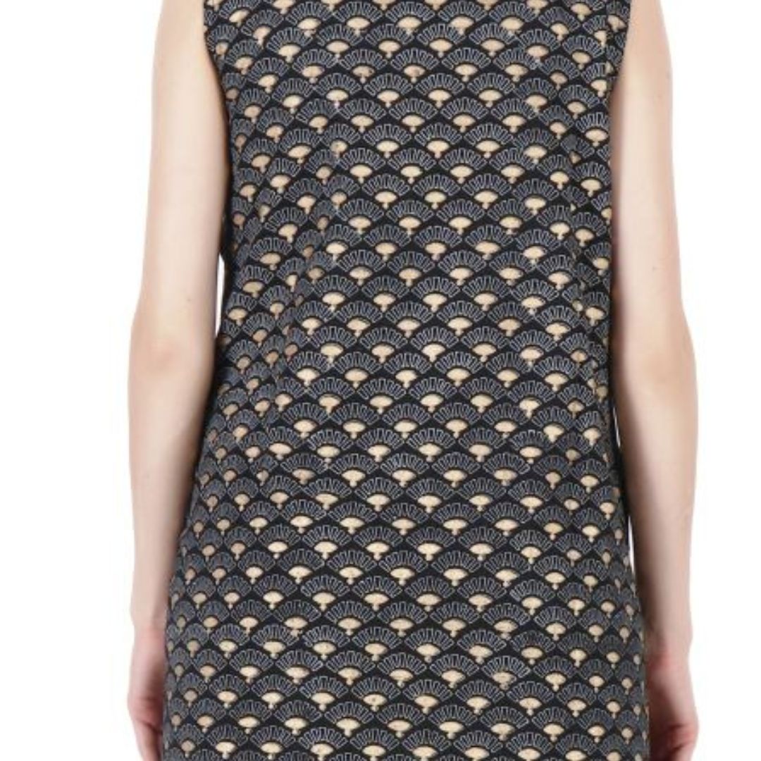 Ethnic A-Line Cotton Shrug |Women| Black |Gold  Booti Block printed Shrug