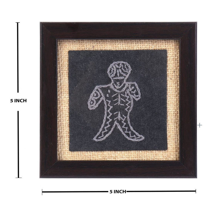 INDHA Glass Coaster With Abstract Art Design Along With Jute Border &amp; Wooden Frame Incased | Set of 2