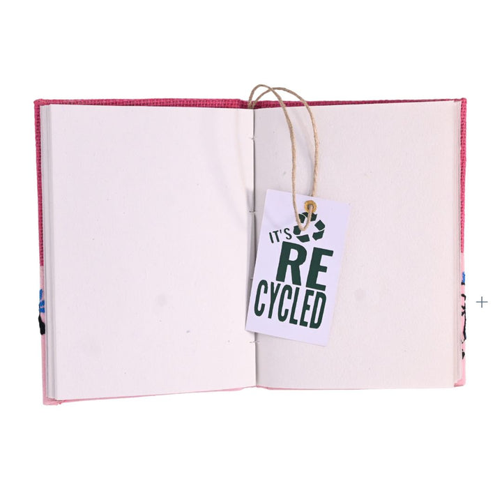 Indha Handcrafted Diary – Recycled Paper with Jute Cover &amp; Musical Instruments Appliqué | Eco-Friendly Gift