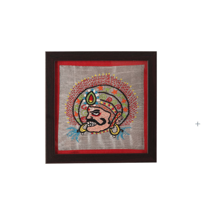 INDHA Tribal Hand-Embroidered Square Wood, Glass Coaster set of 2
