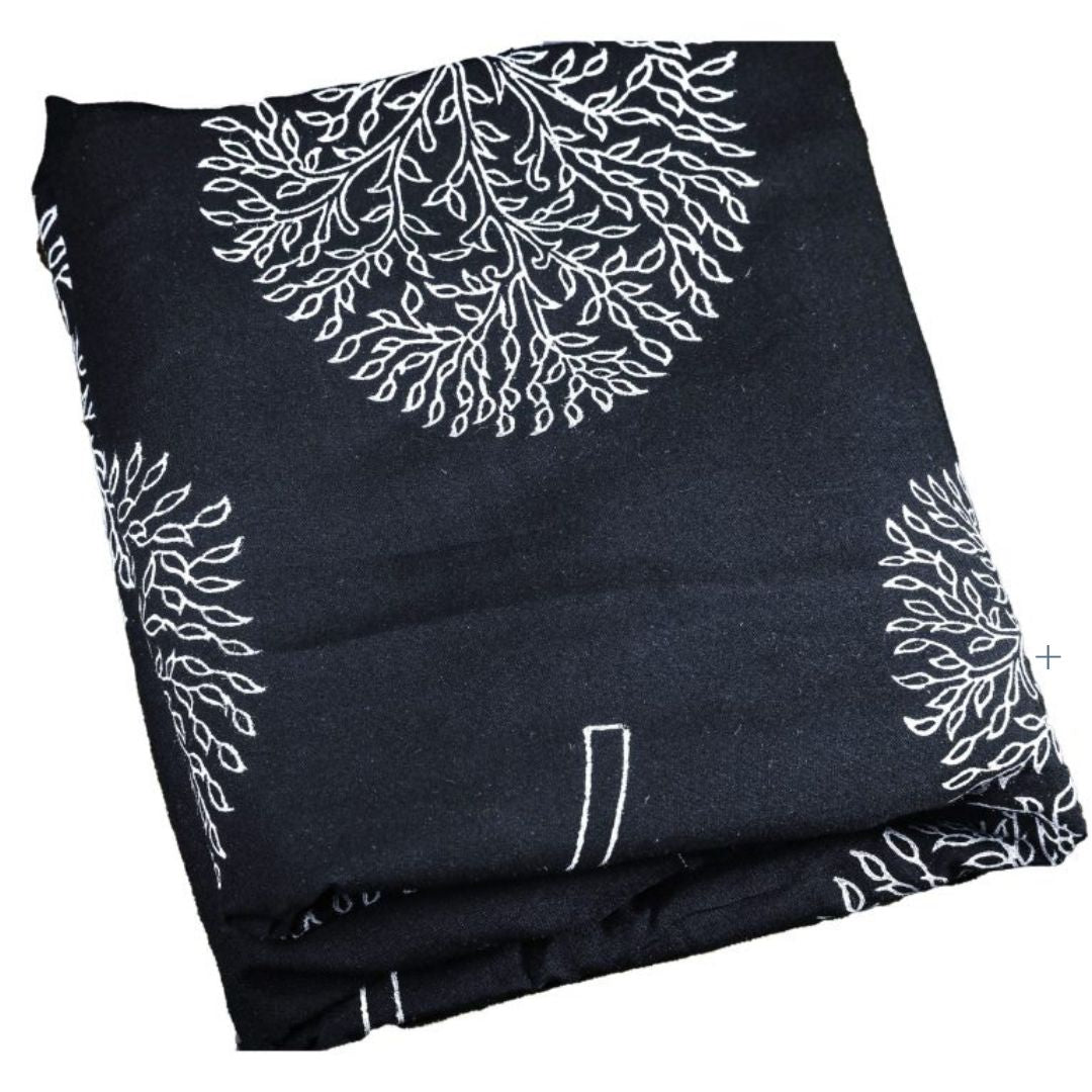 INDHA Hand Block-Printed Jaipuri Cotton Fabric Black Tree Design Motif | Hand Block Printed Fabric | Home Utility | Fashion Utility | Gifting | Gifts For Him | Gifts For Her | Home Furnishing | 3 Meter X 42-44 Wide
