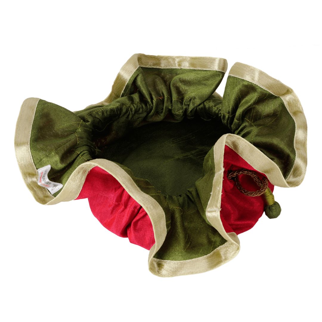 INDHA Ethnic Dupion Silk Pink Colour Draw String Potli Pouch  (Pink)